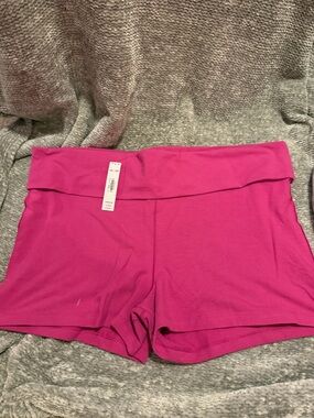 PINK Victoria's Secret Hot Pink Fold-Over Waist Bike Shorts